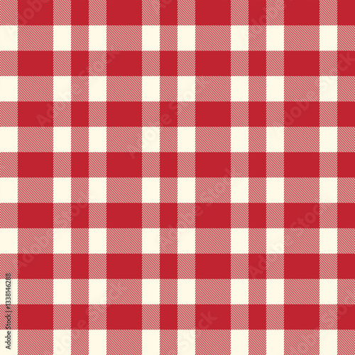 Red Scotland textile seamless pattern. Fabric texture check tartan plaid. Abstract geometric background for cloth, card, fabric. Monochrome graphic repeating design. Modern squared ornament.