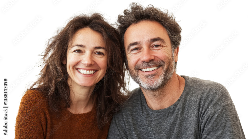Happy smiling couple posing together on transparent background Happy smiling couple posing together on transparent background