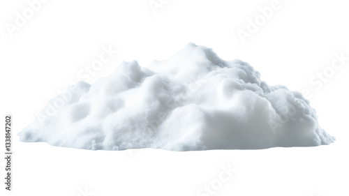 Realistic snow pile forming undulating mound on transparent background