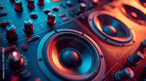 Wallpaper Mural A close up shot of a speaker with red and blue lighting. Torontodigital.ca