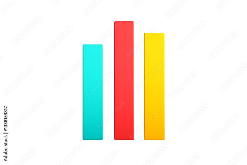 Three colored bars are shown on a white background, isolated Three colored bars are shown on a white background, isolated