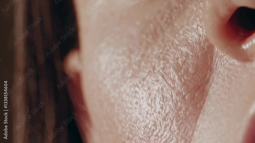 Emotion and sensitivity: detailed closeup of tears and skin texture in slow motion. 4k stock footage Emotion and sensitivity: detailed closeup of tears and skin texture in slow motion. 4k stock footage