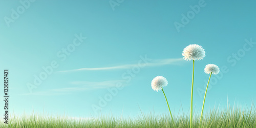 Spring green lawn and sky