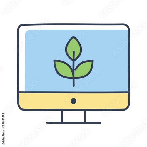 Eco friendly technology concept with plant on computer screen for sustainable development goals design