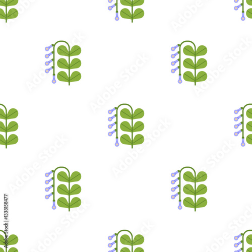 Seamless floral pattern. Spring flowers print. Blooming branches, endless background, nature texture design. Repeating bellflowers, wildflowers, botanical textile, wallpaper. Flat vector illustration