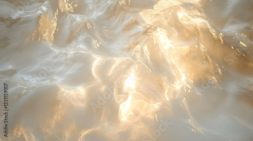Golden Light Reflecting On Wavy Liquid Surface