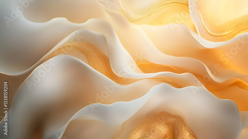 Abstract Beige and Gold Wave Pattern Design