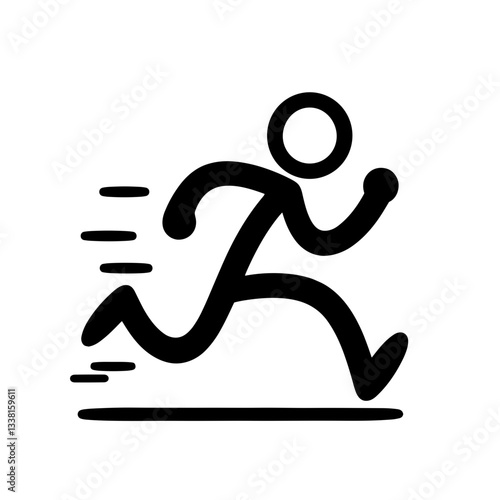 Abstract stickman running fast with motion effect on white background