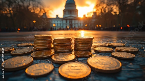Golden Sunset over London: Currency and Cityscape