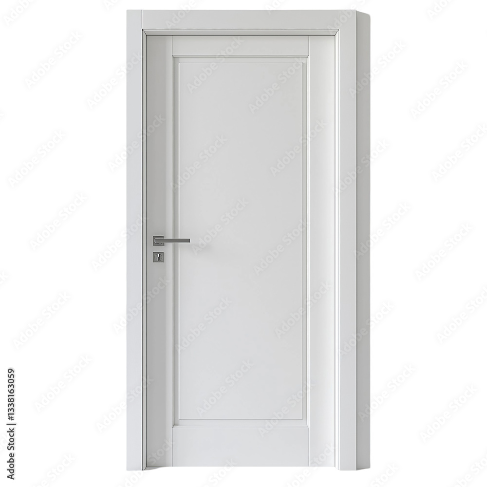Minimalist White Door with Modern Design, Isolated on transparent background Minimalist White Door with Modern Design, Isolated on transparent background