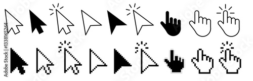 Computer mouse, cursor icon set, vector arrow collection
