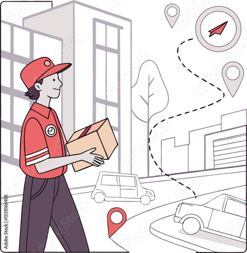 Package delivery service with courier and tracking map