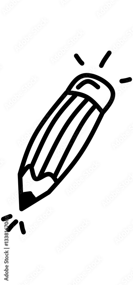 Fototapeta premium black and white cartoon illustration of a pencil
