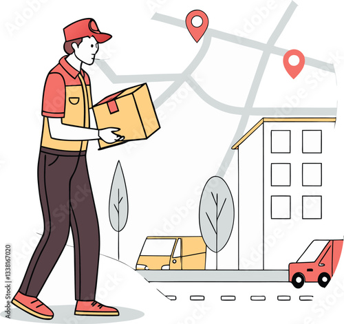 Package delivery service with courier and tracking map