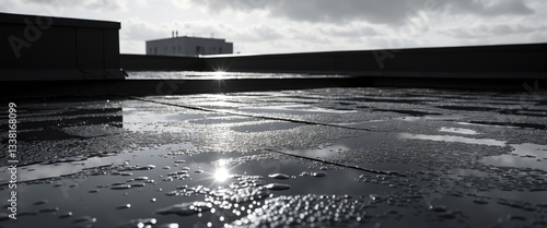 Obraz na płótnie Abstract background featuring a thin layer of water condensed on a flat roof. w salonie