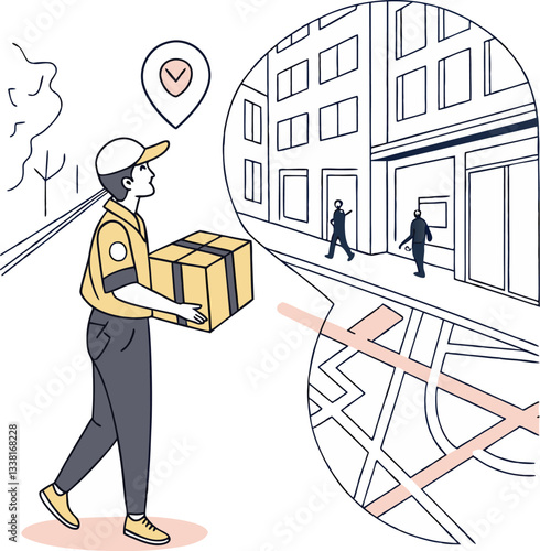 Package delivery service with courier and tracking map