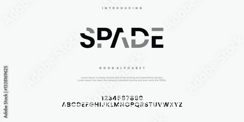 SPADEModern abstract digital alphabet font. Minimal technology typography, Creative urban sport fashion futuristic font and with numbers. vector illustration