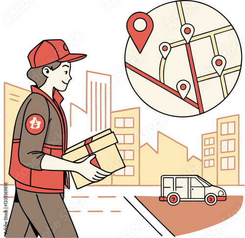 Package delivery service with courier and tracking map