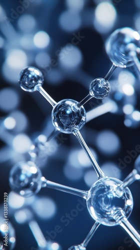 Microscopic Molecular Structure  Closeup Detailed View of Atoms Bonds in Glassy Crystal Lattice