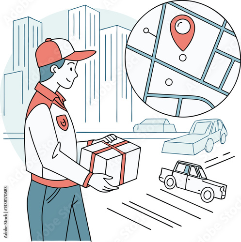 Package delivery service with courier and tracking map