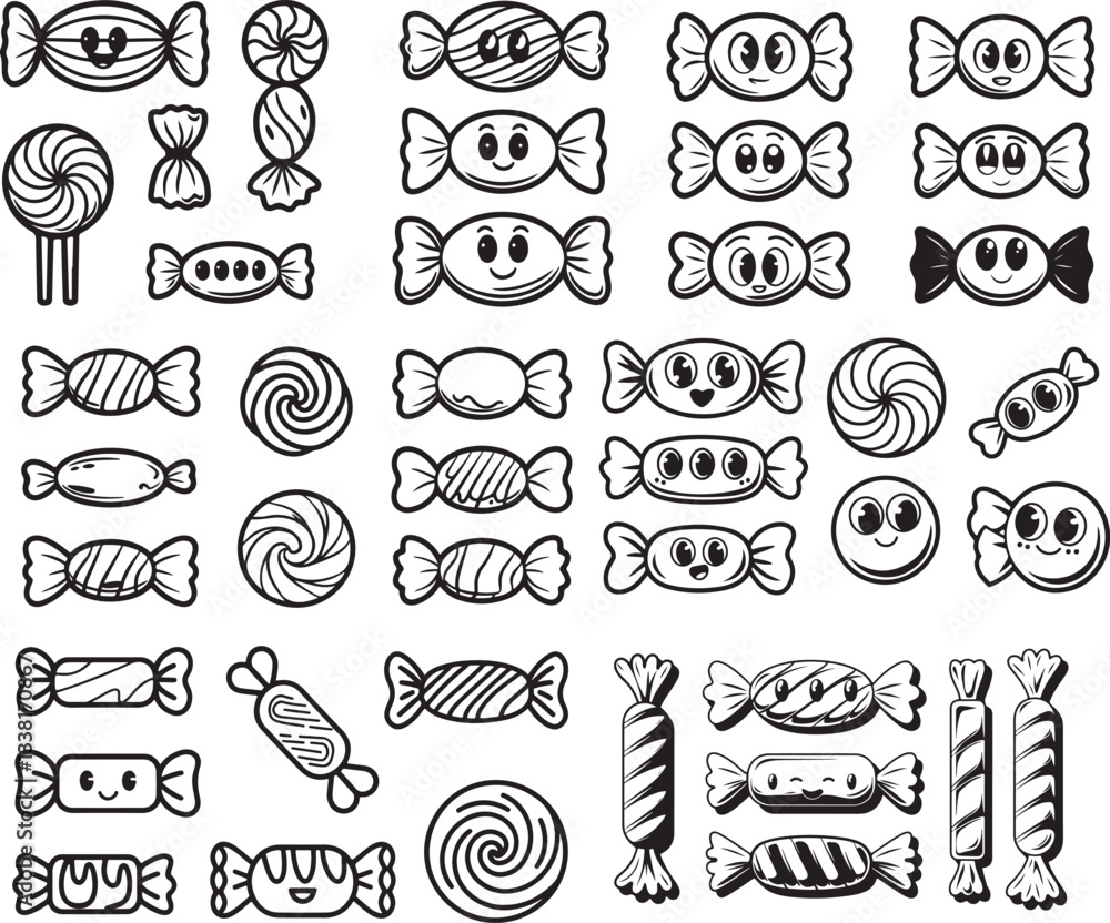 Obraz premium Set of Candy Illustration Vector Design for Sweet Treats, Desserts & Confectionery
