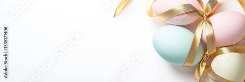 Elegant Pastel Eggs Entangled With Golden Ribbons Art