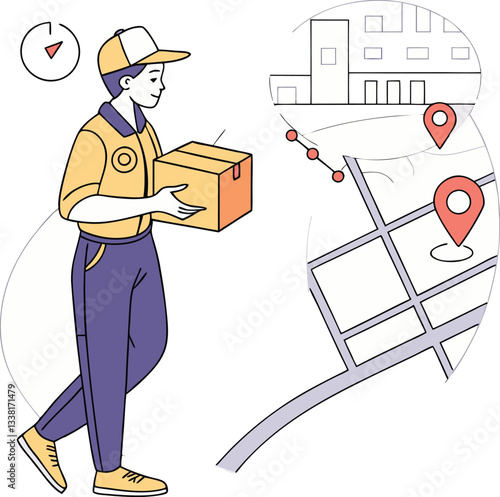 Package delivery service with courier and tracking map