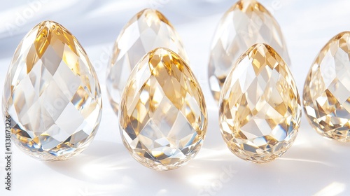 Elegant Crystals With Warm Golden Highlights In Focus