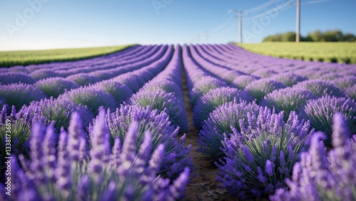 Wallpaper Mural A breathtaking lavender field. Rows of flowering lavender extend into the horizon, creating a peaceful rural landscape. Torontodigital.ca