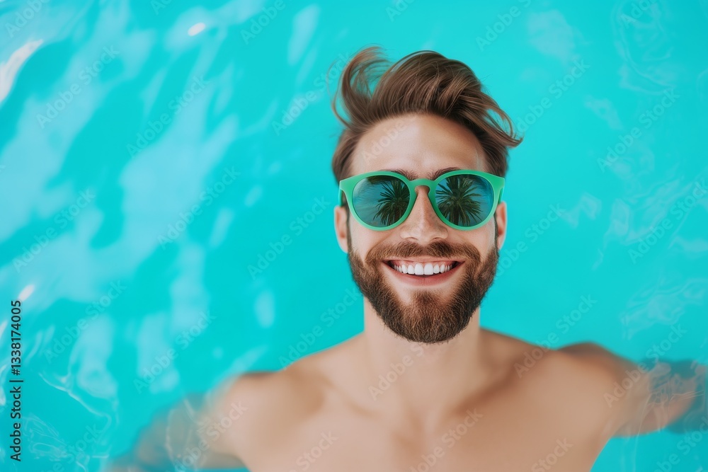 Naklejka premium man in swimming pool