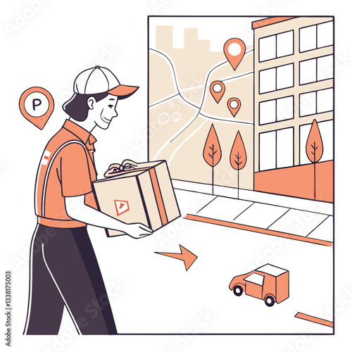Package delivery service with courier and tracking map