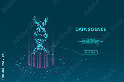 Big genomic data visualization. DNA test, genom map. Graphic concept for your design