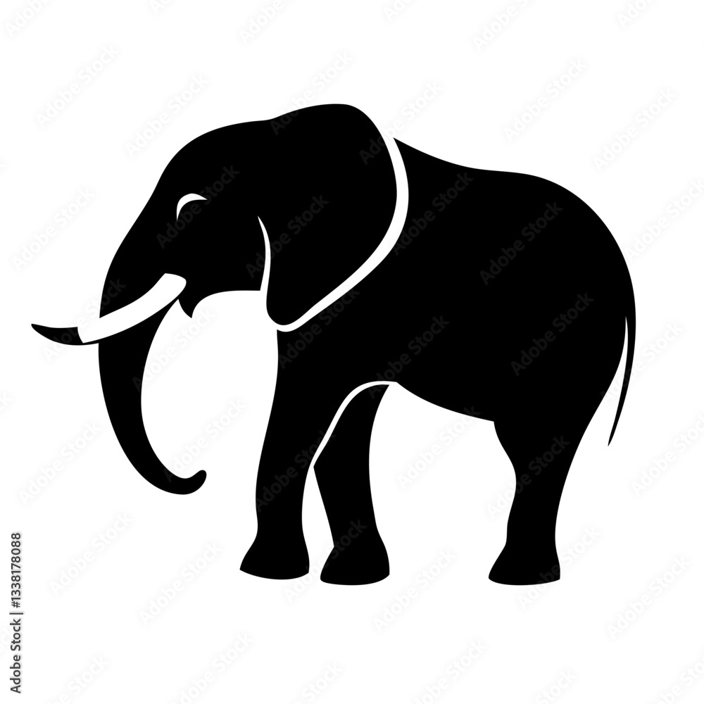 Fototapeta premium Minimalistic elephant vector with clean lines, ideal for modern designs and logos.