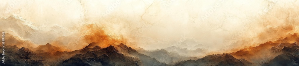 Abstract Mountain Landscape with Soft Earthy Tones of Beige and Orange. Generative AI Abstract Mountain Landscape with Soft Earthy Tones of Beige and Orange. Generative AI