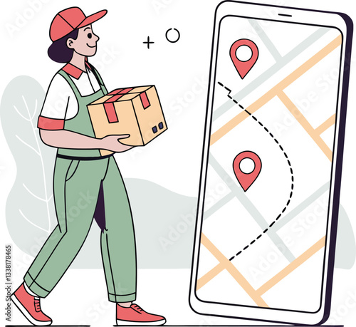 Package delivery service with courier and tracking map