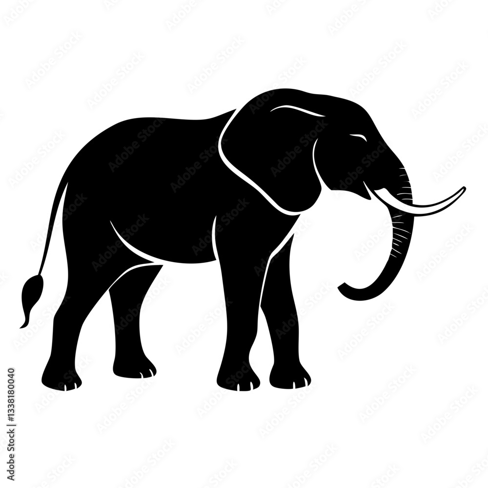 Fototapeta premium Straightforward elephant icon with a minimal design, suitable for general purposes.