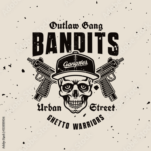 Bandits ghetto gangsters vector thematic emblem in vintage monochrome style
