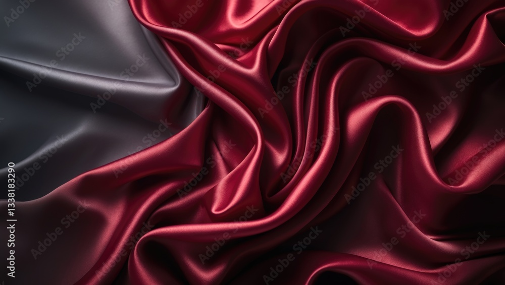 Abstract background of luxury fabric showcasing liquid waves or wavy folds in satin velvet texture or luxurious material.