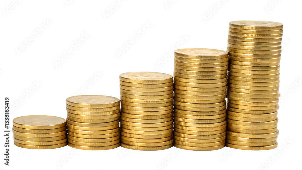 stack off golden coins isolated on white background stack off golden coins isolated on white background