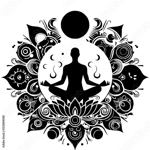 Silhouette illustration of meditation