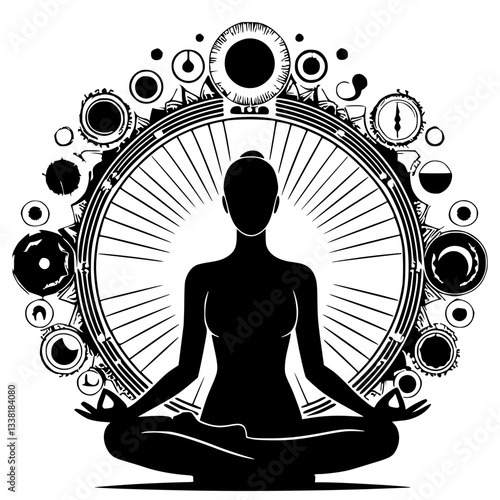 Silhouette illustration of meditation