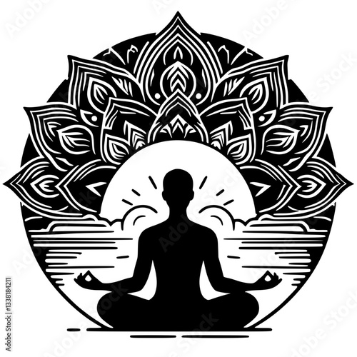 Silhouette illustration of meditation