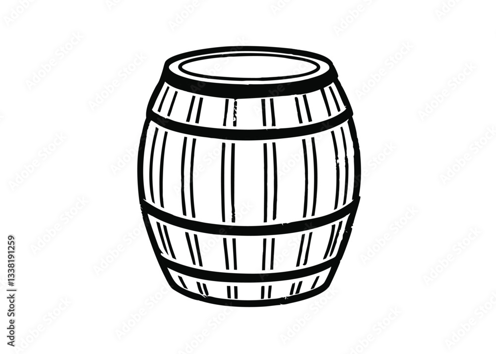 Wooden Barrel with Shadow, Realistic Oak Cask for Brewery Advertising. Wine Storage Barrel Illustration Wooden Barrel with Shadow, Realistic Oak Cask for Brewery Advertising. Wine Storage Barrel Illustration