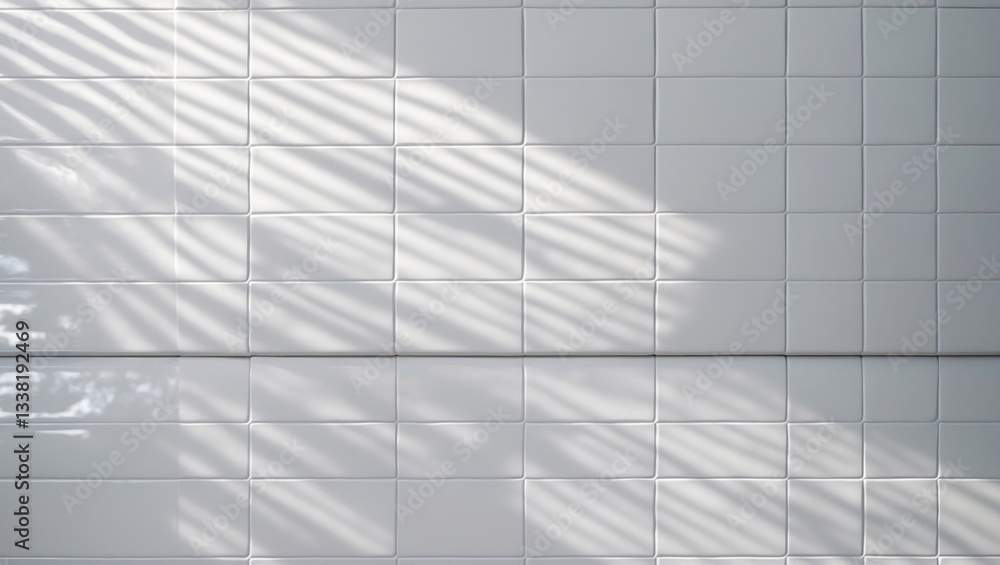 Obraz premium White tile wall checkered background texture. Ceramic brick wall and floor tiles mosaic background clean. Design pattern geometric with grid wallpaper design.