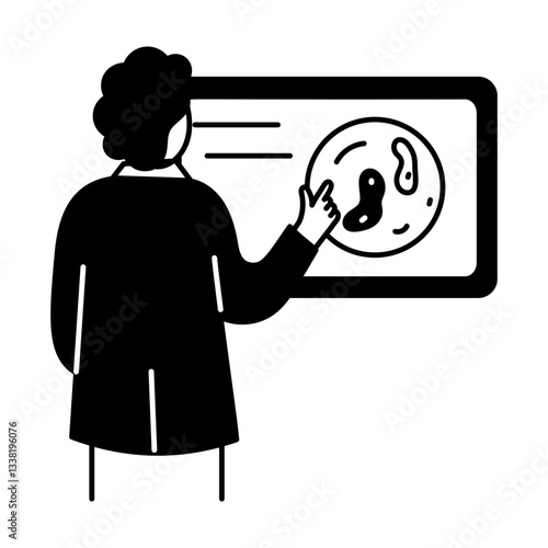 A hand drawn illustration of microbiologist study about microbes 
