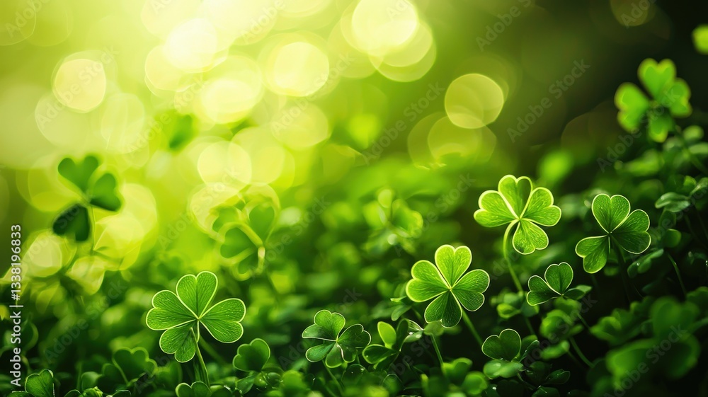 A festive St. Patrick's Day background with lucky green shamrocks, gold coins, and sparkling bokeh lights, with copy space for a message.
A festive St. Patrick's Day background with lucky green shamrocks, gold coins, and sparkling bokeh lights, with copy space for a message.
