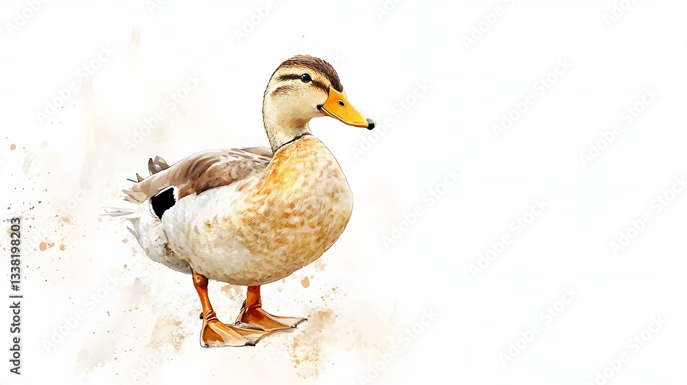 Obraz premium Female Mallard Duck Watercolor Painting