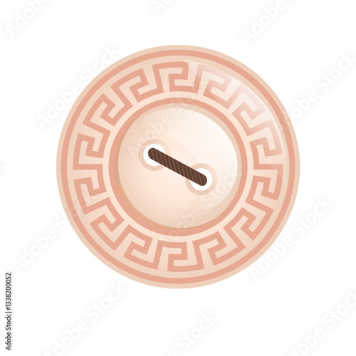 Round colorful button for sewing onto clothing by sewing on with thread. Vector illustration