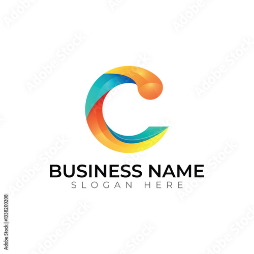 C letter abstract typography creative logo design