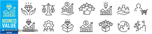 Business value icons set vector illustration. Core value editable line icon set.